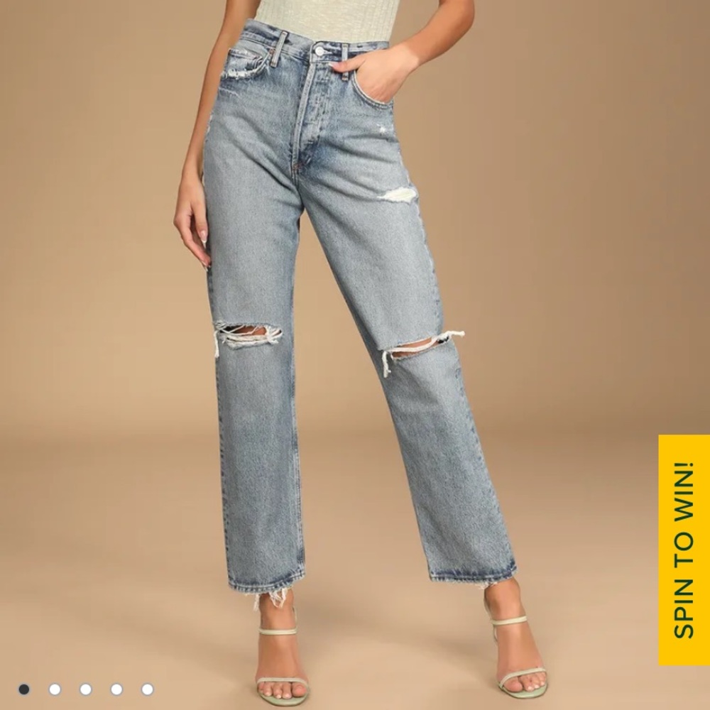 Agolde 90s distressed light wash jeans